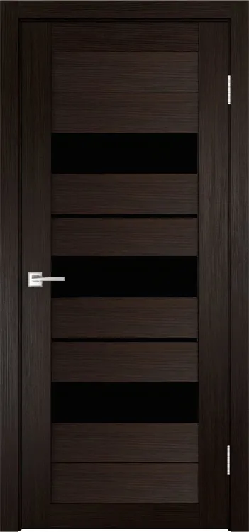 Фото Межкомнатная дверь Легенда X-7 тон Венге Остекление Лакобель черное